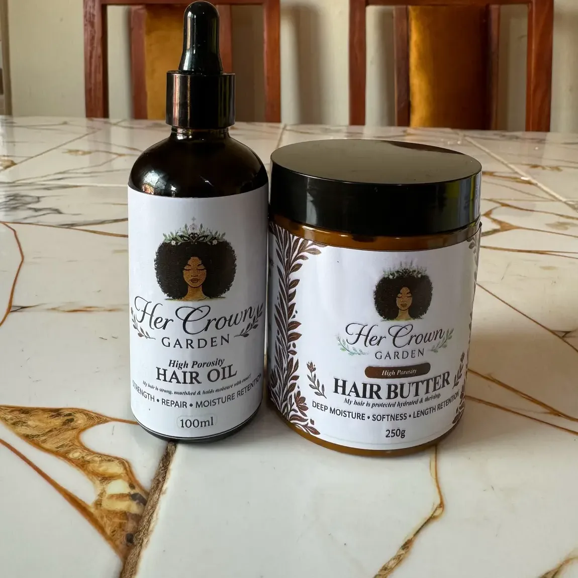 Her Crown Garden ayurvedic hair oil and hair butter