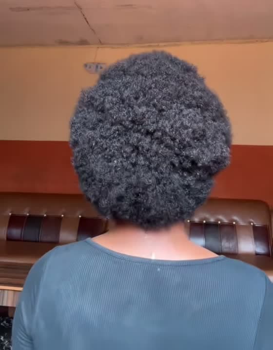 Natural 4C hair after six months of the routine